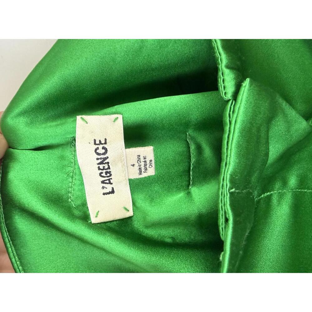 L'AGENCE Bobby Silk Wide Leg Green Paperbag Pant - Size - 4 - Picture 5 of 6